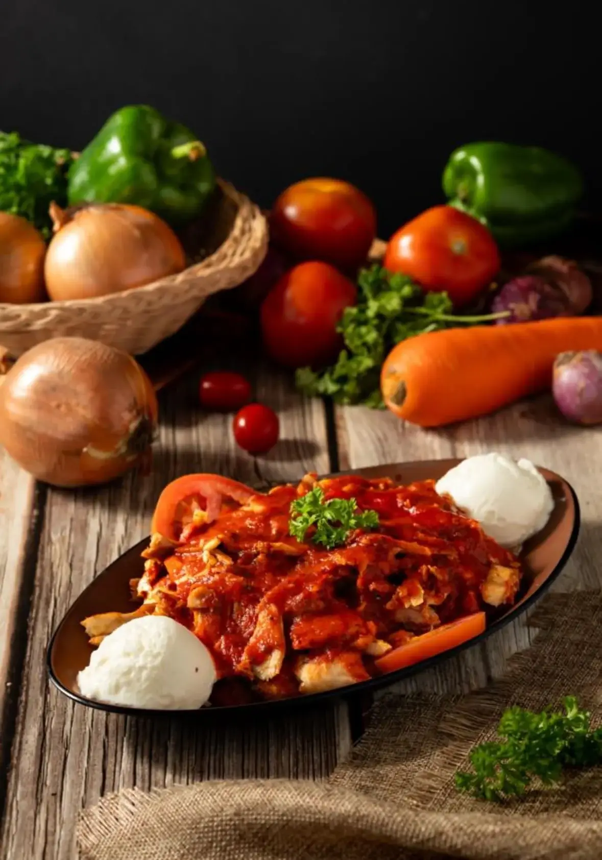 Freshly prepared kebab with rice and salad